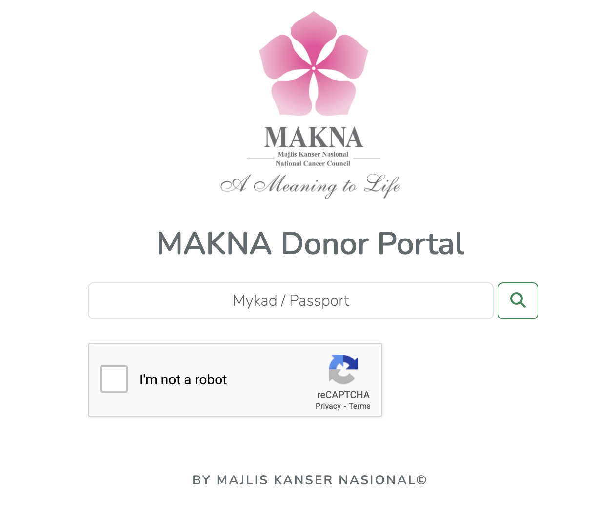 Donor portal screenshot