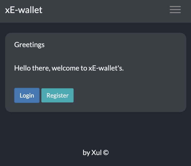 E-wallet application screenshot